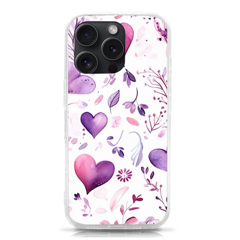 Hearts Love Purple iPhone 15 Pro TPU UV Print Case from ArtsNow.com Front