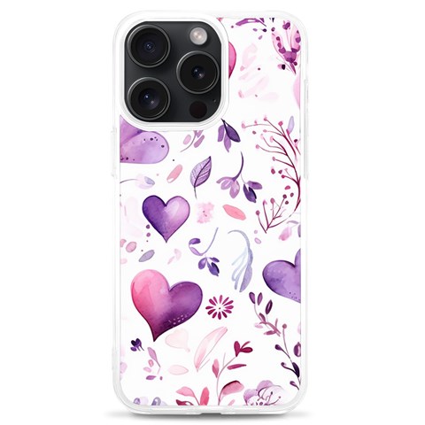 Hearts Love Purple iPhone 15 Pro Max TPU UV Print Case from ArtsNow.com Front