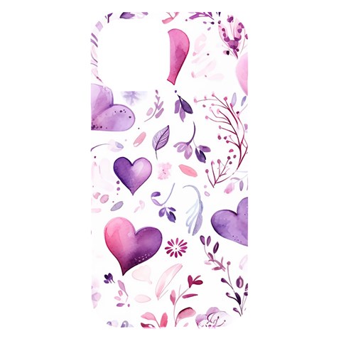 Hearts Love Purple iPhone 15 Black UV Print PC Hardshell Case from ArtsNow.com Front