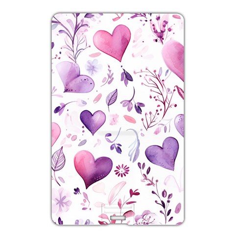 Hearts Love Purple Name Card Style USB Flash Drive from ArtsNow.com Back