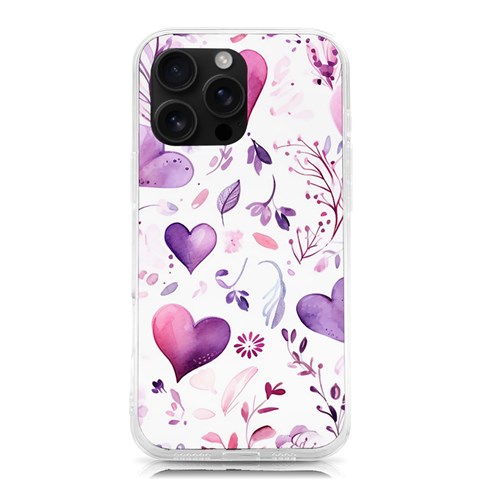 Hearts Love Purple iPhone 16 Pro Max TPU UV Print Case from ArtsNow.com Front