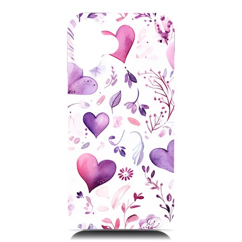 Hearts Love Purple iPhone 16 Plus Black UV Print PC Hardshell Case from ArtsNow.com Front