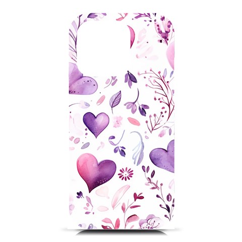 Hearts Love Purple iPhone 16 Pro Black UV Print PC Hardshell Case from ArtsNow.com Front