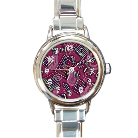 Abstract Art Pattern Design Background Round Italian Charm Watch from ArtsNow.com Front