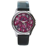 Abstract Art Pattern Design Background Round Metal Watch