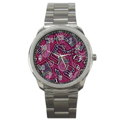 Abstract Art Pattern Design Background Sport Metal Watch from ArtsNow.com Front