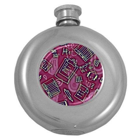 Abstract Art Pattern Design Background Round Hip Flask (5 oz) from ArtsNow.com Front