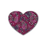 Abstract Art Pattern Design Background Rubber Heart Coaster (4 pack)