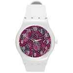 Abstract Art Pattern Design Background Round Plastic Sport Watch (M)