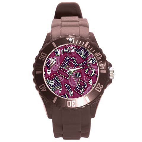 Abstract Art Pattern Design Background Round Plastic Sport Watch (L) from ArtsNow.com Front