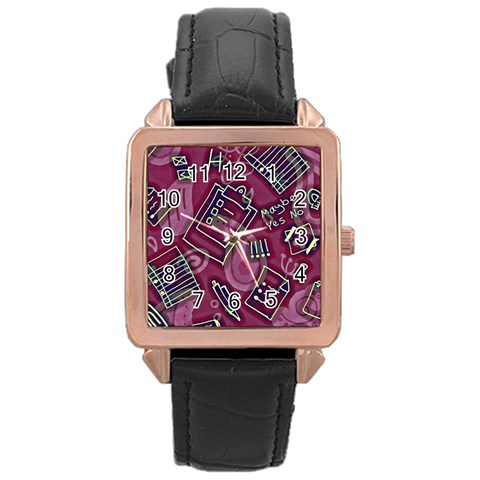 Abstract Art Pattern Design Background Rose Gold Leather Watch  from ArtsNow.com Front