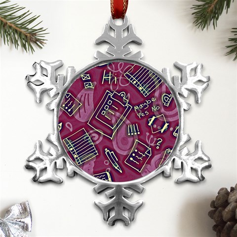 Abstract Art Pattern Design Background Metal Small Snowflake Ornament from ArtsNow.com Front