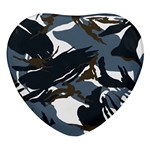 Blue Winter Camouflage, Military Camouflage Heart Glass Fridge Magnet (4 pack)