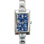 Blue, Camouflage, Cool, Navy, New, Pattern Rectangle Italian Charm Watch