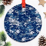 Blue, Camouflage, Cool, Navy, New, Pattern Round Ornament (Two Sides)