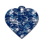 Blue, Camouflage, Cool, Navy, New, Pattern Dog Tag Heart (Two Sides)