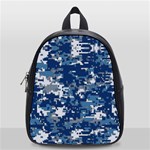 Blue, Camouflage, Cool, Navy, New, Pattern School Bag (Small)