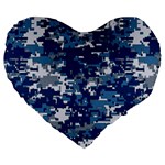 Blue, Camouflage, Cool, Navy, New, Pattern Large 19  Premium Heart Shape Cushions