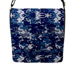 Blue, Camouflage, Cool, Navy, New, Pattern Flap Closure Messenger Bag (L)