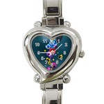 Falling Flowers, Art, Coffee Cup Heart Italian Charm Watch