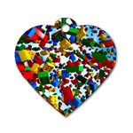 Falling Lego Bricks, Desenho, Fall, Games Dog Tag Heart (One Side)