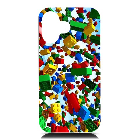 Falling Lego Bricks, Desenho, Fall, Games iPhone 16 Black UV Print PC Hardshell Case from ArtsNow.com Front