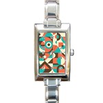 Retro Colorful Background, Retro Abstraction Rectangle Italian Charm Watch