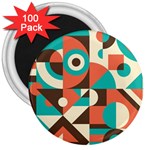 Retro Colorful Background, Retro Abstraction 3  Magnets (100 pack)