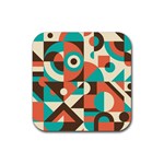 Retro Colorful Background, Retro Abstraction Rubber Coaster (Square)