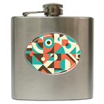 Retro Colorful Background, Retro Abstraction Hip Flask (6 oz)