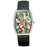 Retro Colorful Background, Retro Abstraction Barrel Style Metal Watch