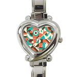 Retro Colorful Background, Retro Abstraction Heart Italian Charm Watch