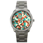 Retro Colorful Background, Retro Abstraction Sport Metal Watch