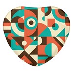 Retro Colorful Background, Retro Abstraction Heart Glass Fridge Magnet (4 pack)