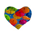 Umbrella, Colorful, Positive, Sky, Rainbow Standard 16  Premium Heart Shape Cushions