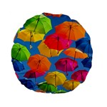 Umbrella, Colorful, Positive, Sky, Rainbow Standard 15  Premium Flano Round Cushions