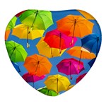 Umbrella, Colorful, Positive, Sky, Rainbow Heart Glass Fridge Magnet (4 pack)