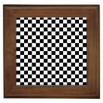 Pattern Checkered Squares Black White Pattern Framed Tile