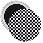 Pattern Checkered Squares Black White Pattern 3  Magnets