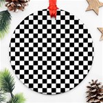 Pattern Checkered Squares Black White Pattern Ornament (Round)