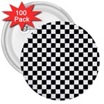 Pattern Checkered Squares Black White Pattern 3  Buttons (100 pack) 