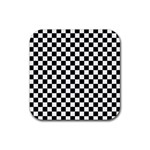 Pattern Checkered Squares Black White Pattern Rubber Coaster (Square)