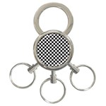 Pattern Checkered Squares Black White Pattern 3-Ring Key Chain