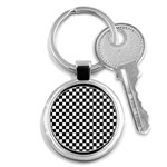 Pattern Checkered Squares Black White Pattern Key Chain (Round)