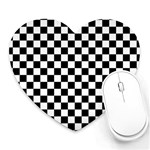 Pattern Checkered Squares Black White Pattern Heart Mousepad