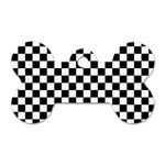 Pattern Checkered Squares Black White Pattern Dog Tag Bone (One Side)