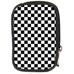 Pattern Checkered Squares Black White Pattern Compact Camera Leather Case