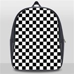 Pattern Checkered Squares Black White Pattern School Bag (XL)