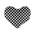 Pattern Checkered Squares Black White Pattern Standard 16  Premium Heart Shape Cushions