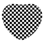 Pattern Checkered Squares Black White Pattern Heart Glass Fridge Magnet (4 pack)